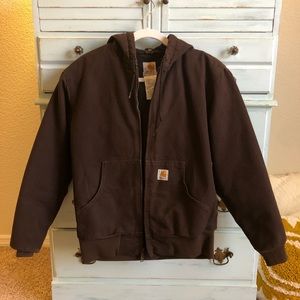 Carhartt| dark brown duck insulated jacket sz XS